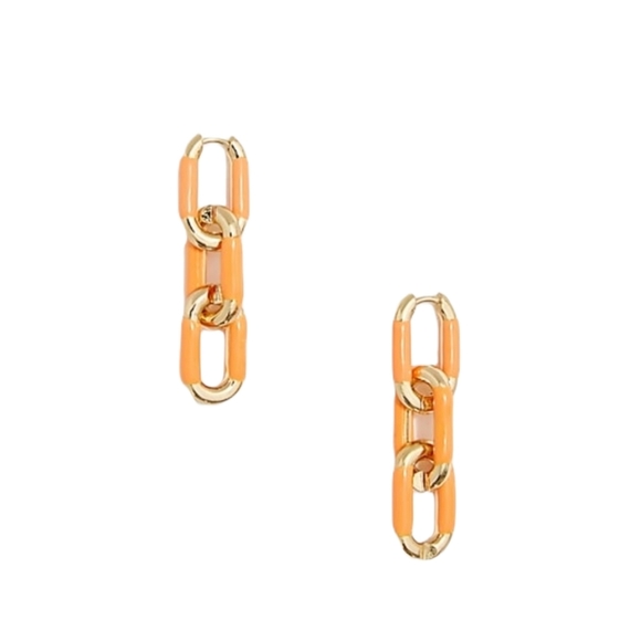 J. Crew Enamel Link Sweet Marigold Necklace, Bracelet & Earrings Set NWT - Picture 4 of 5